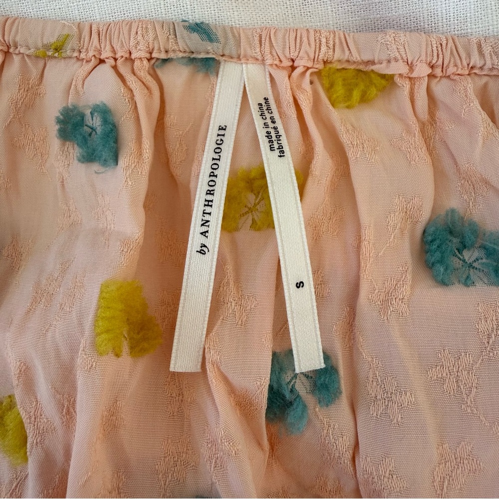 Anthropologie Peach Ruffled Pajama Set- Womens S - Picture 9 of 10